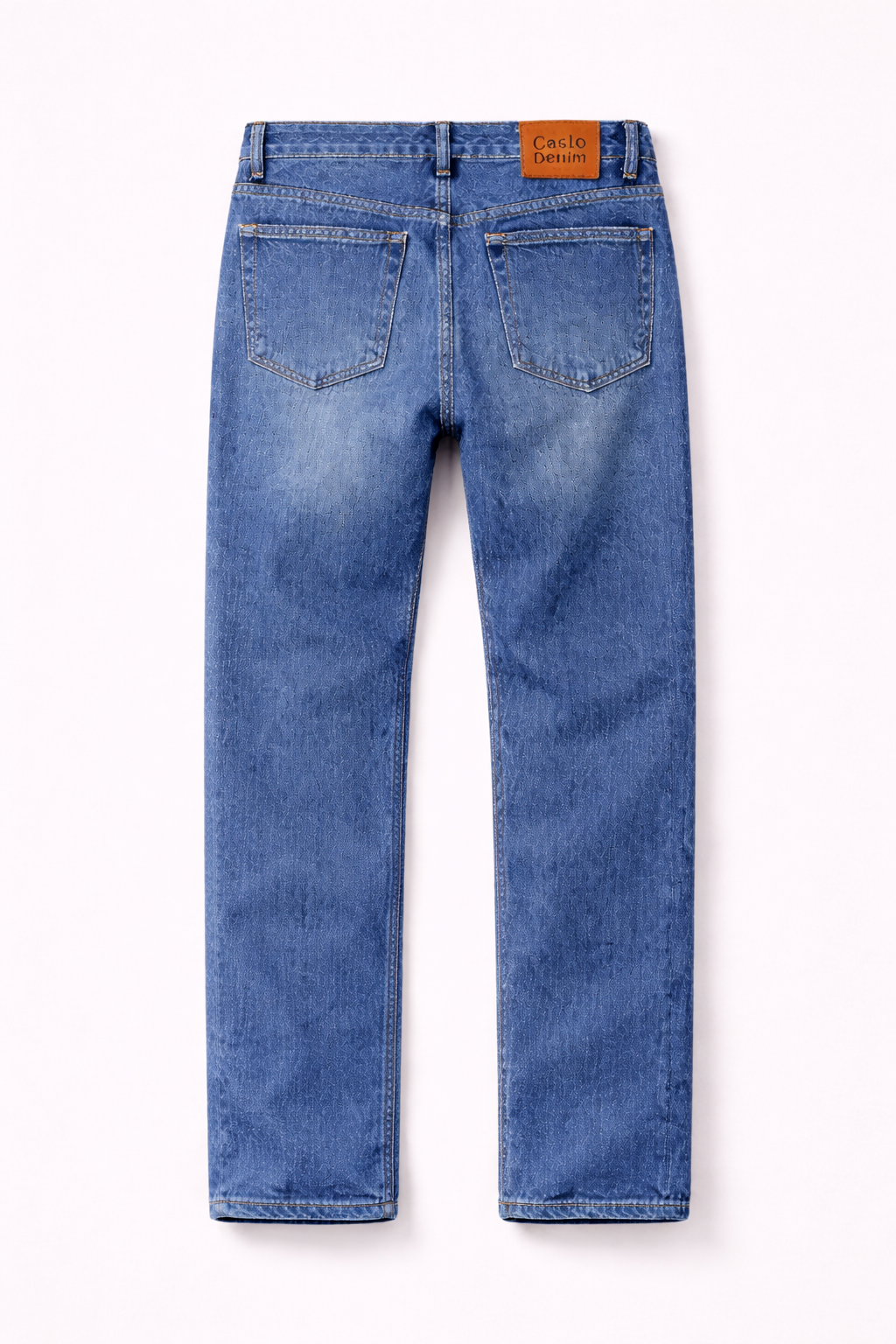 Straight Fit Medium Blue Faded Jeans