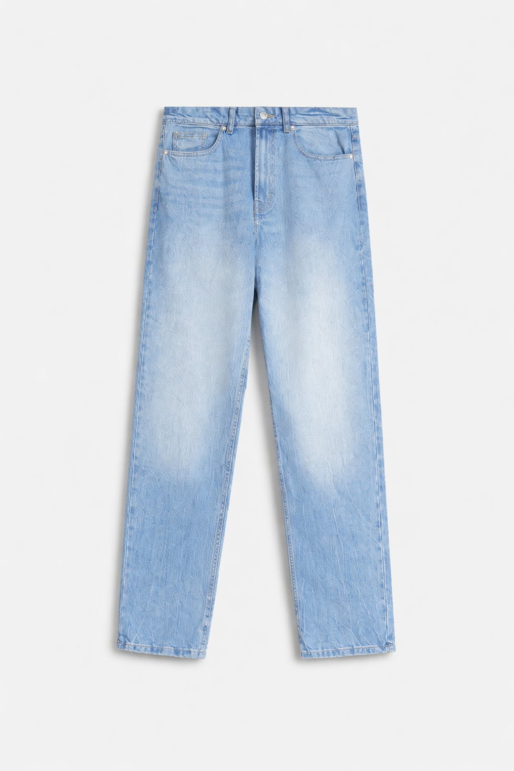 Straight Fit Light Blue Faded Jeans