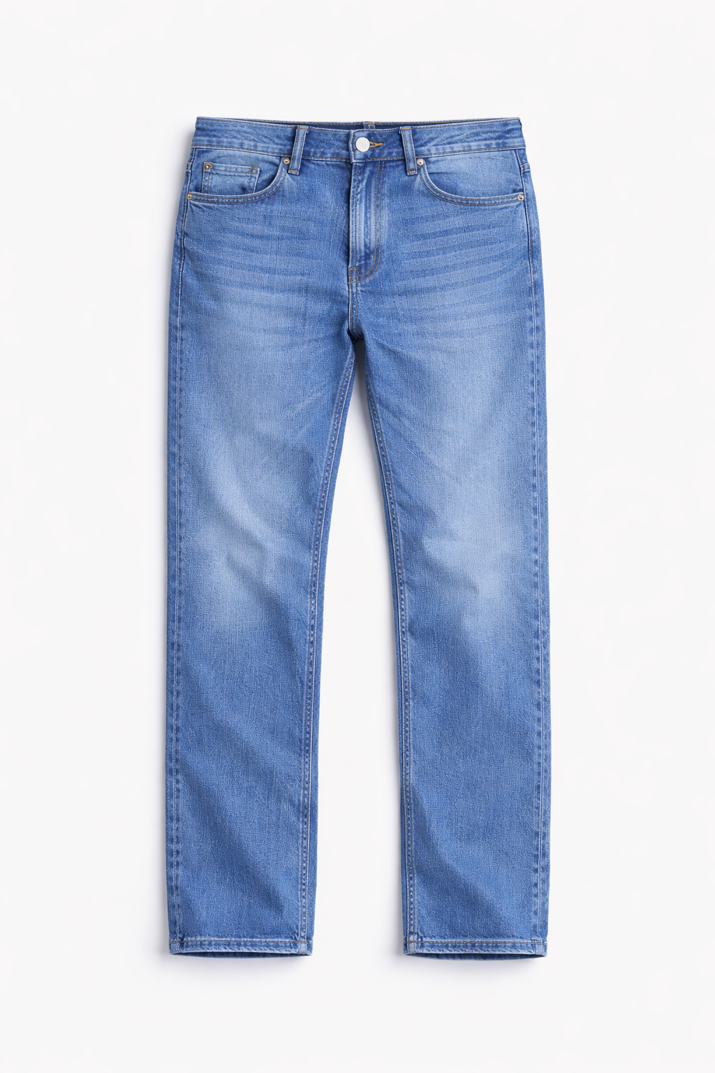 Basic Slim Fit Medium Blue Faded Jeans
