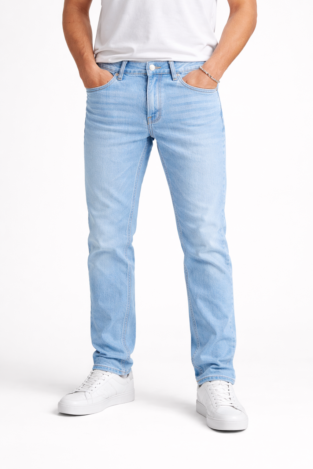 Basic Slim Fit Light Blue Faded Jeans