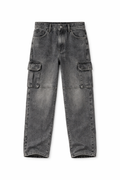 Grey-black Acid Washed Cargo Pants