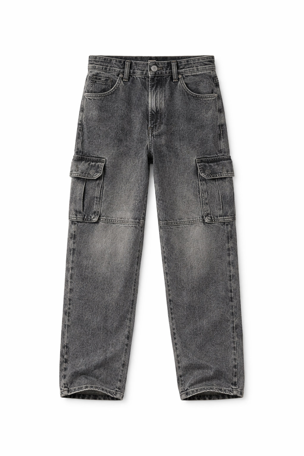 Grey-black Acid Washed Cargo Pants