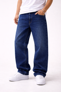 Men’s Baggy Fit Dark Blue Washed Jeans